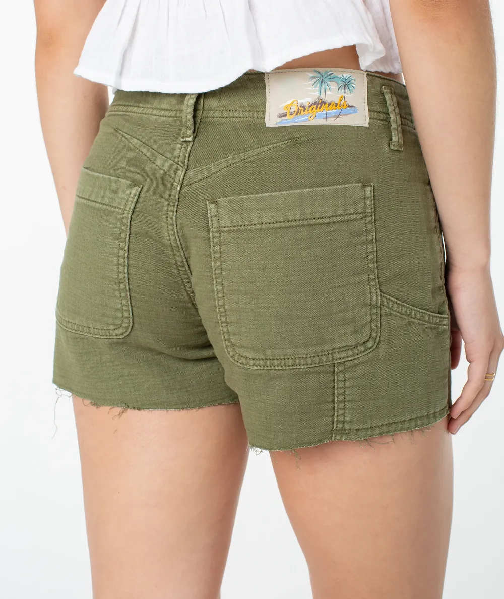 Washed Denim Fringed Shorts