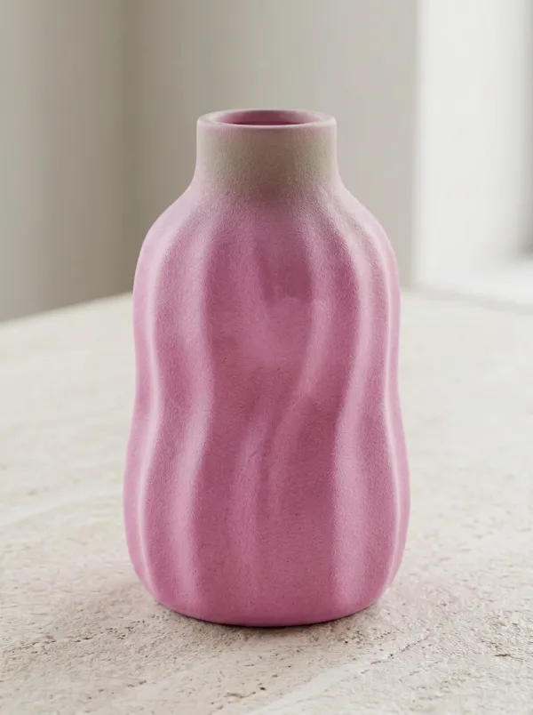 Minimalist Wavy Textured Matte Ceramic Table Vase