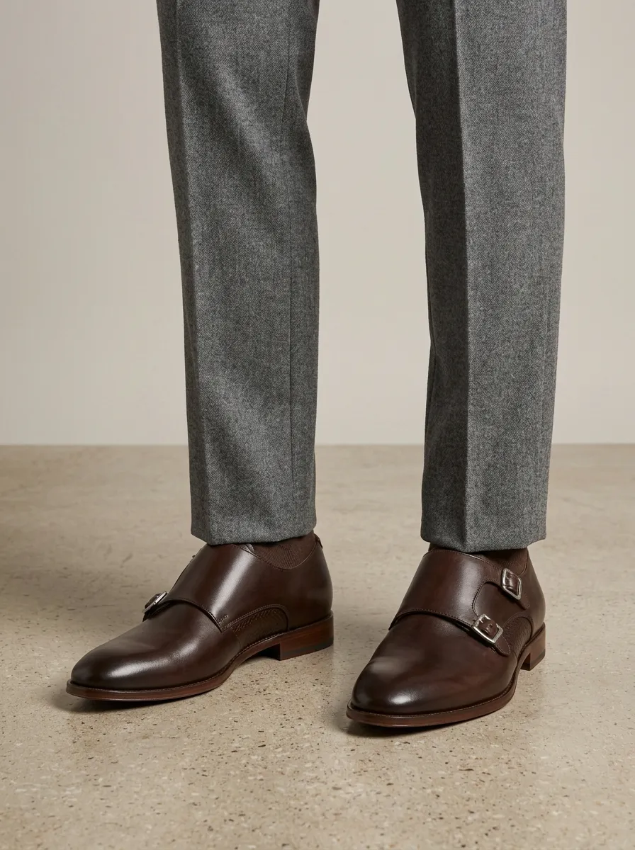 Men's Everyday Business Formal Leather Double Monk Strap Shoes