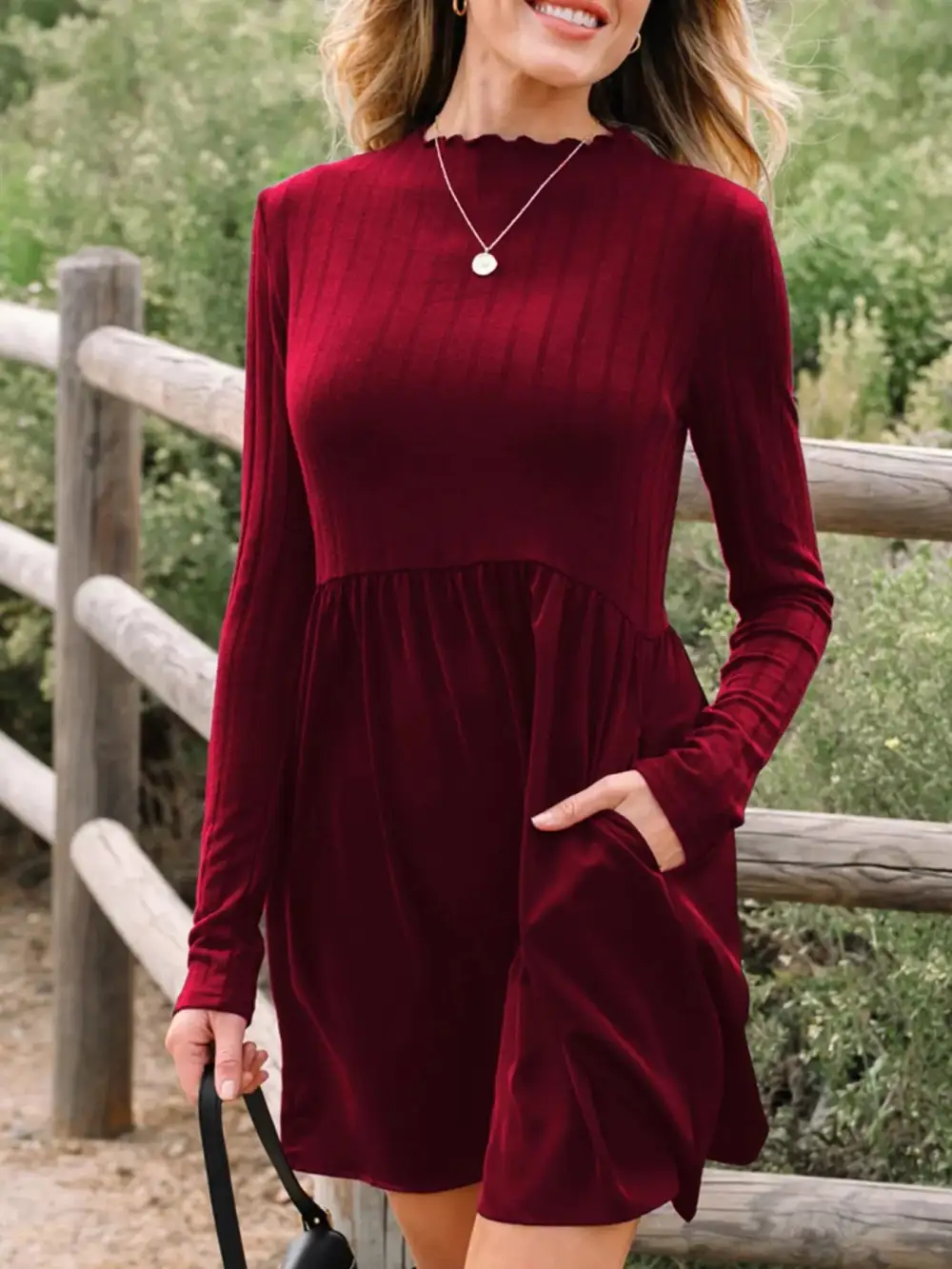 Patchwork Ribbed Knit Mini Dress