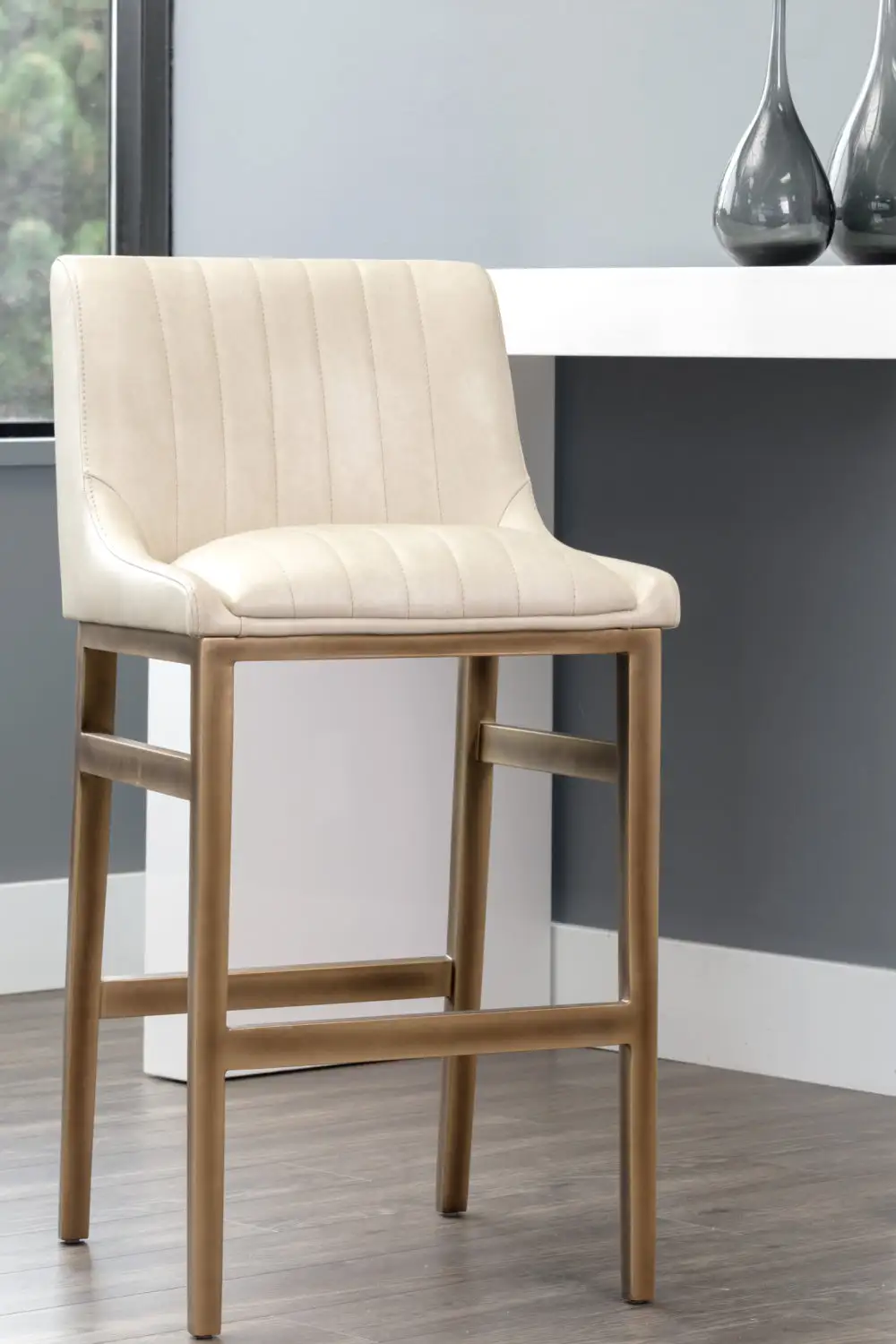 Refined Leather Leather-Look Bar Stool