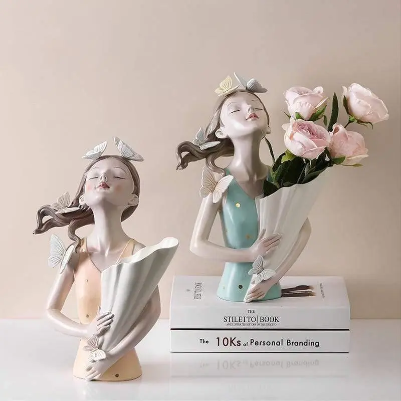 Graceful Girl Vase Sculpture