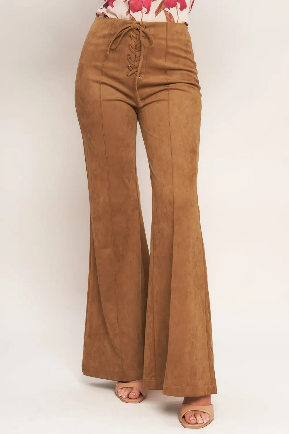Faux Suede Flared Pants