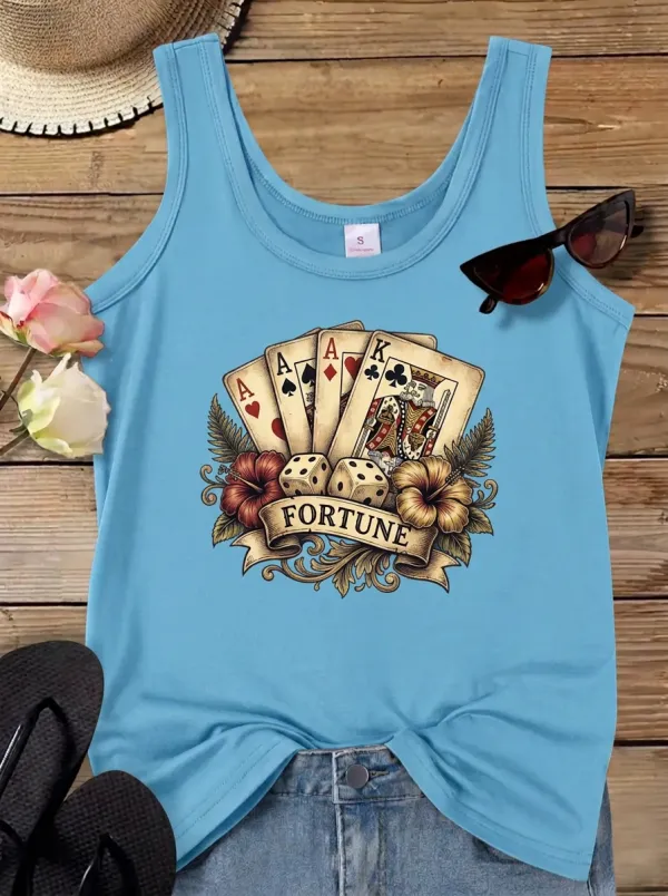 Poker Gambling Lover Playing Cards Dice Tank Top