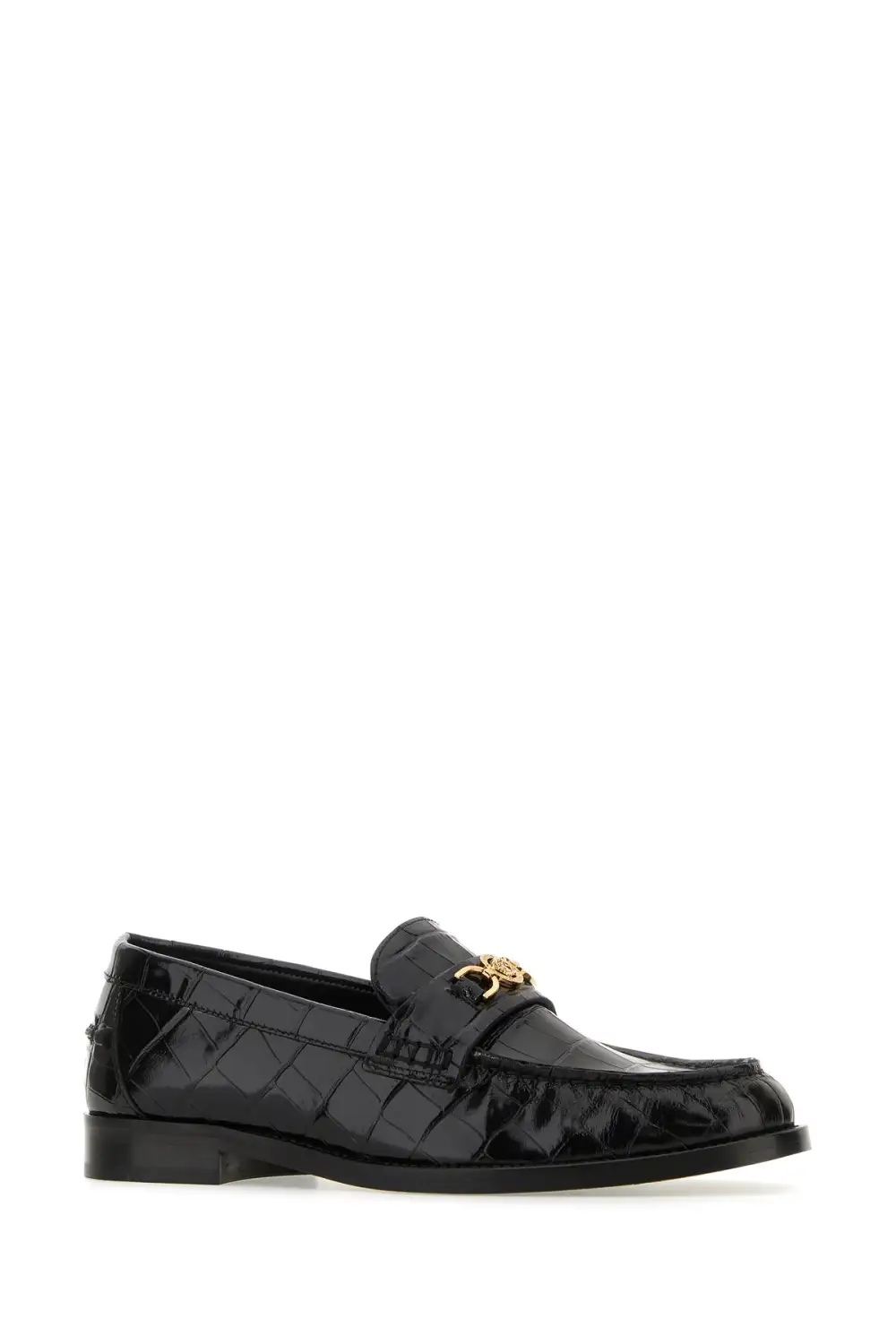 Crocodile Embossed Leather Accent Loafers