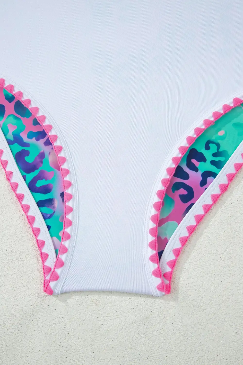 Leopard Ricrac Trim Square Bikini Swim Set