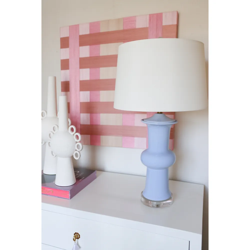 Hourglass Porcelain Drum-Shade Table Lamp