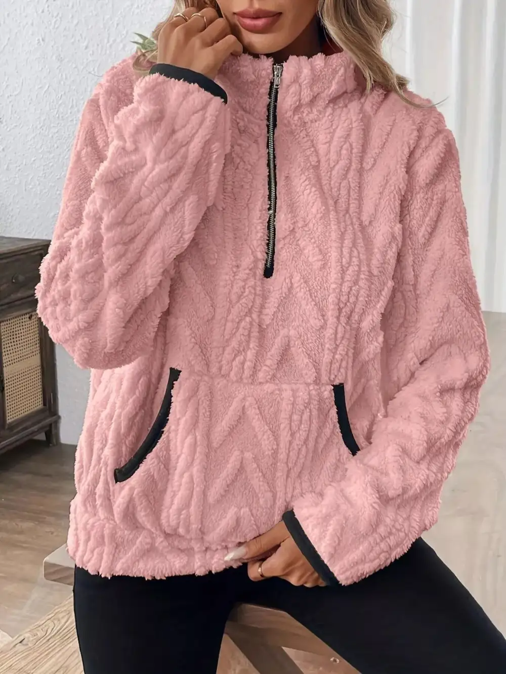 Fleece Half Zip Sweatshirt Plus Size