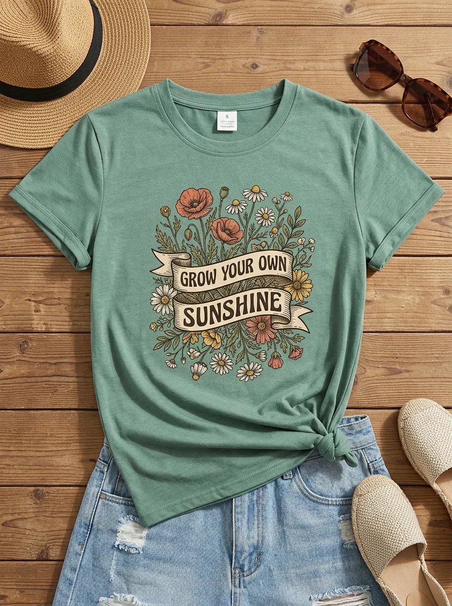Grow Your Own Sunshine Floral Ribbon T-Shirt