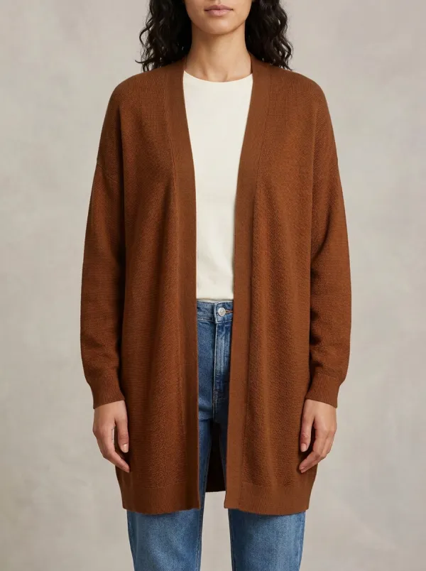 Polished Open-Front Knit Cardigan