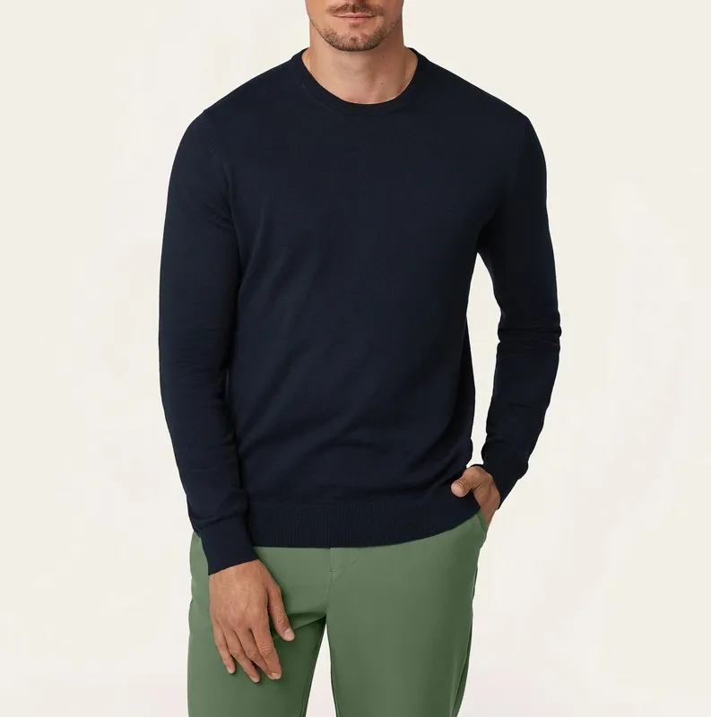 Soft Wool-Blend Crewneck Navy