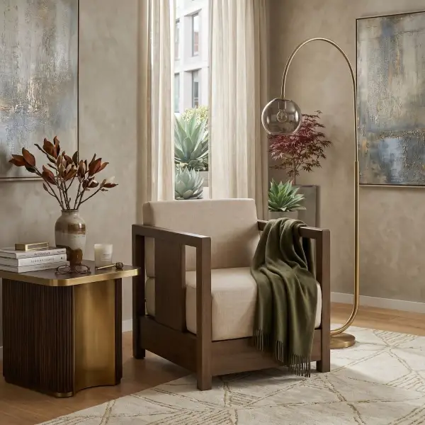 Fabric Cushioned Lounge Chair
