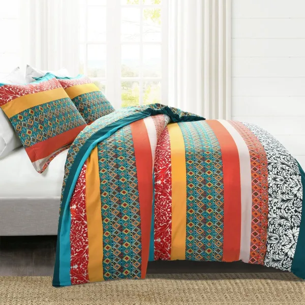 Casual Cotton Striped Bohemian Reversible Duvet Cover Bedding Set