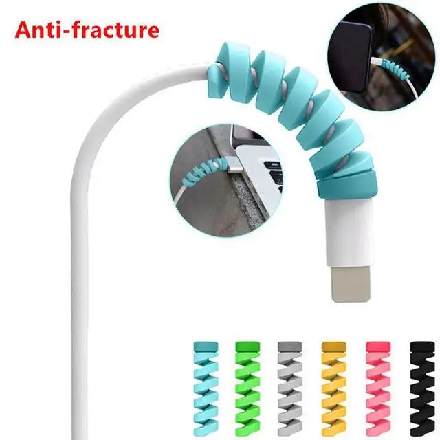 Silicone Spiral Charger Cable Saver, Spring Pack of 4