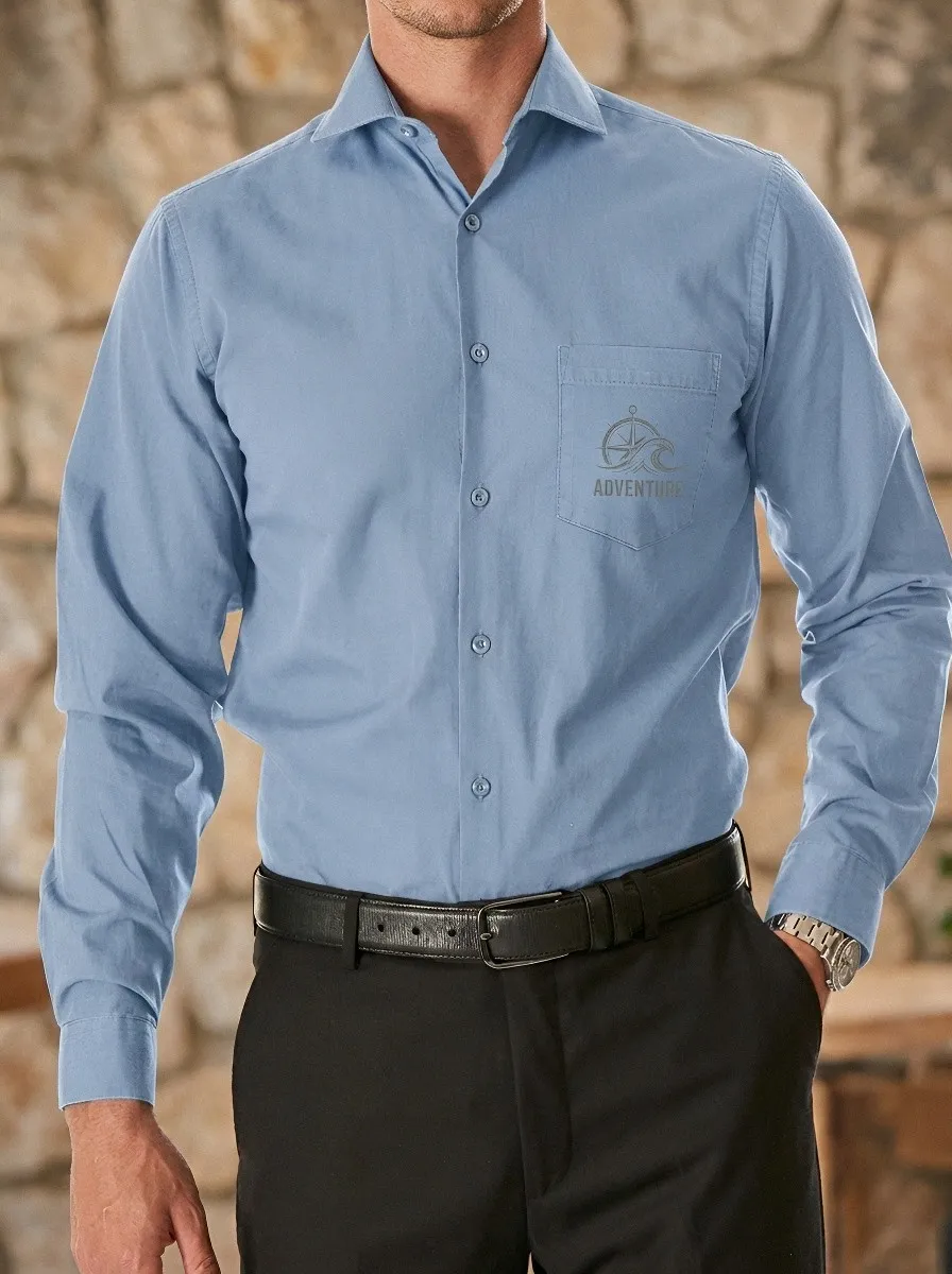 Men's Adventure Compass Wave Printed Long Sleeve Shirt