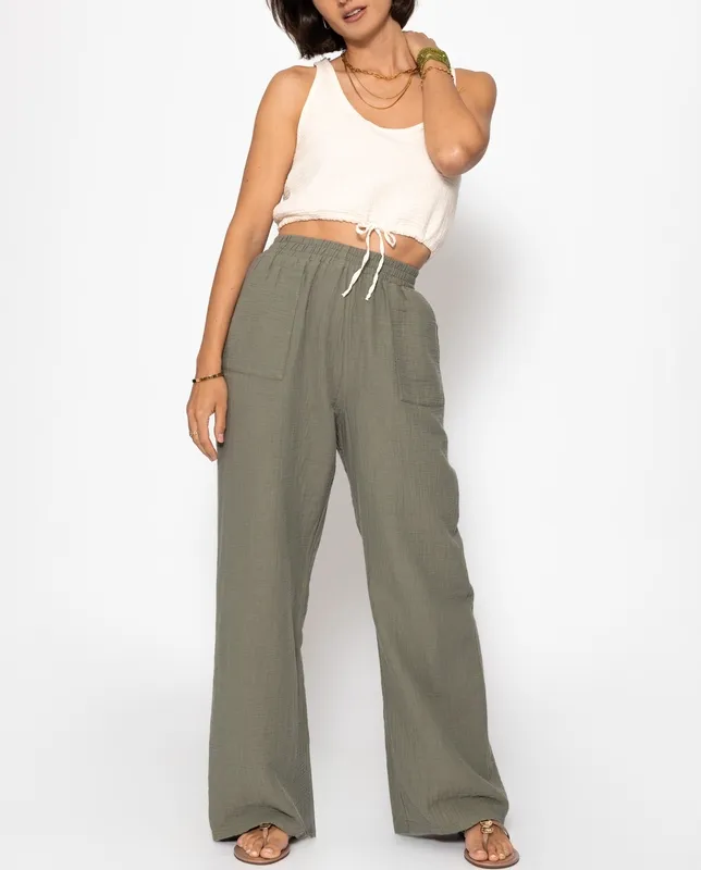 Khaki Muslin Everyday Pants