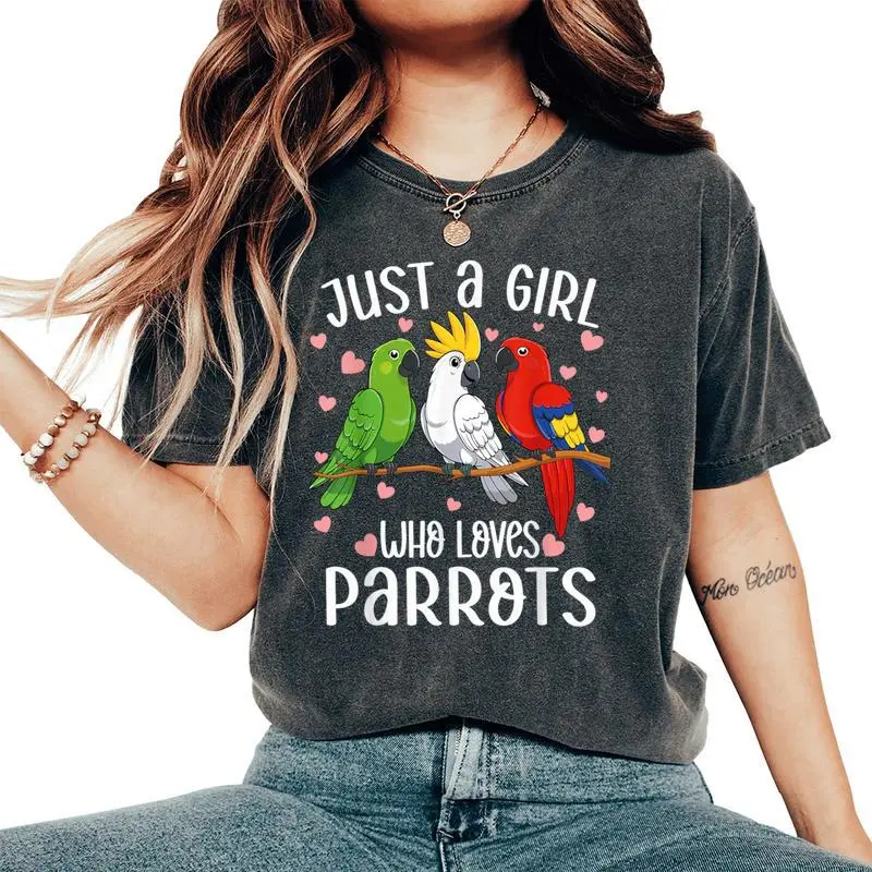 Just A Girl Who Loves Parrots Parrot Lover Girl Women's Oversized Comfort T-Shirt