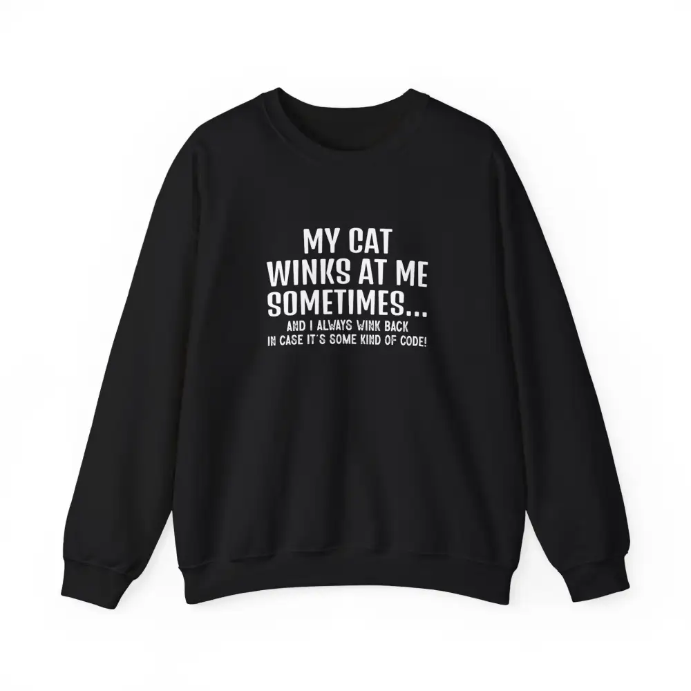 Winking Cat Graphic Crewneck Sweatshirt