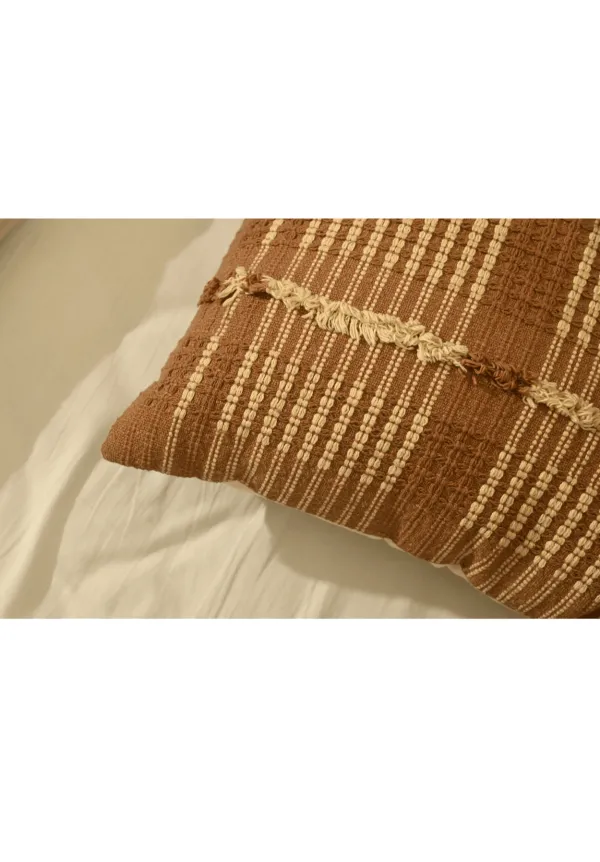 Artisan Handwoven Striped Textured Cotton Decorative Cushion Cover
