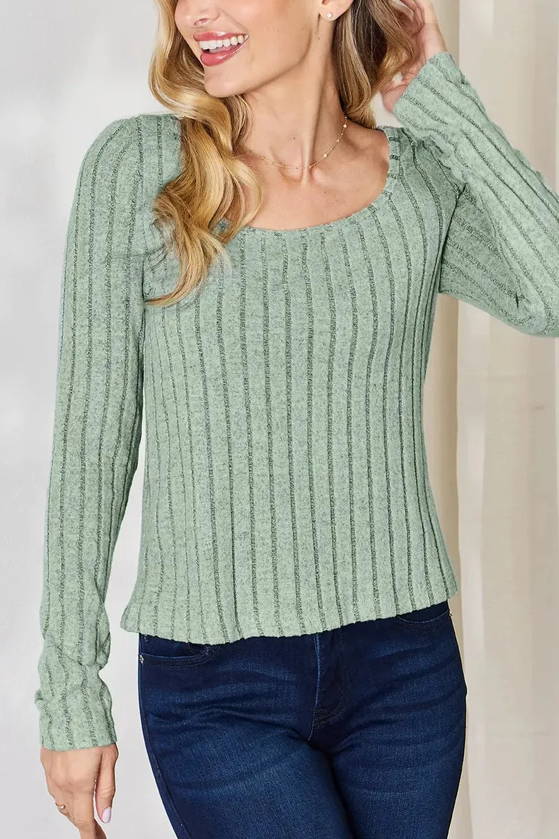 Full Size Ribbed Long Sleeve T-Shirt