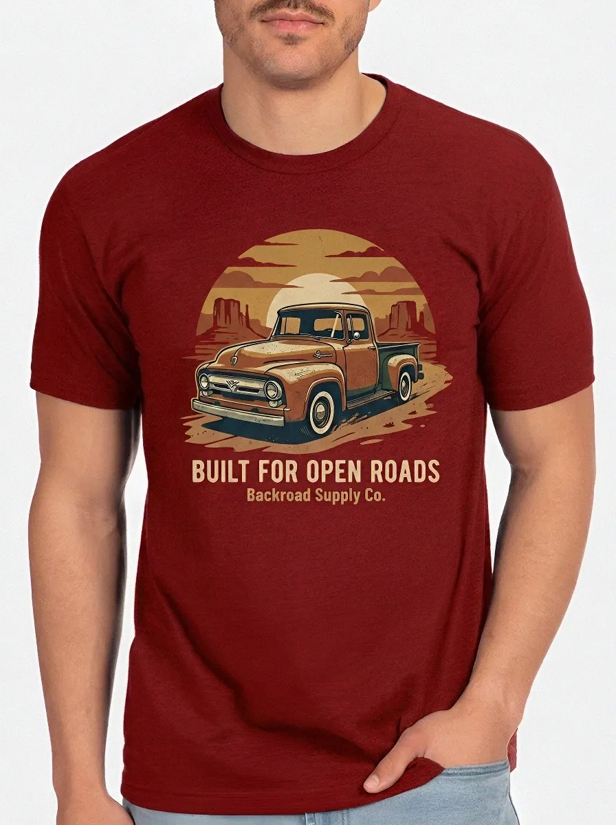 Men's Vintage Truck Desert Sunset Printed T-shirt