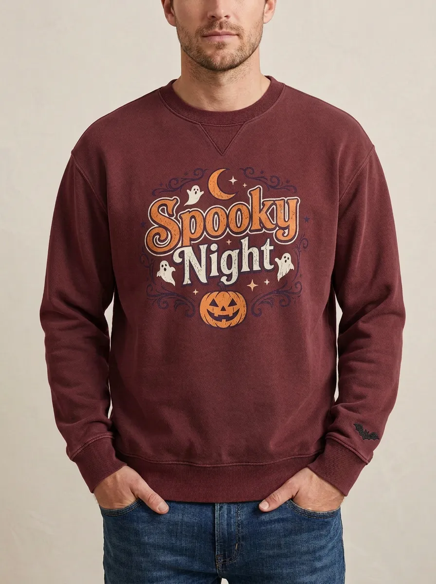 Men's Halloween Spooky Night Ghost Pumpkin Sweatshirt