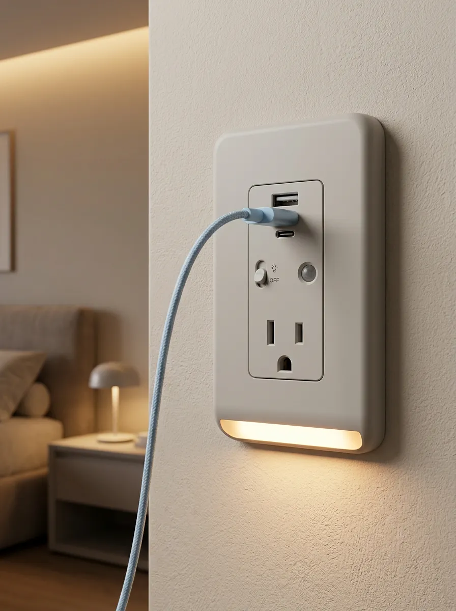 Bedroom Night Light USB Charging Printed LED Outlet Cover