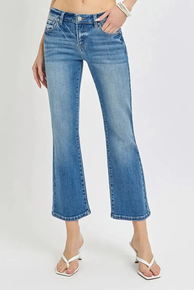 Full Size Low Rise Crop Flare Jeans Plus Size