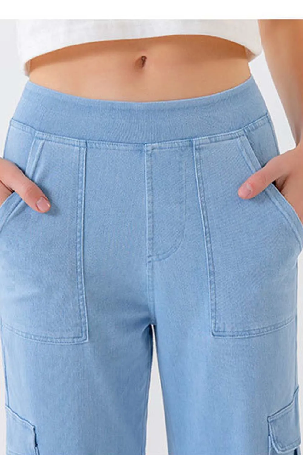 Button Fly Pocket Long Denim Jeans