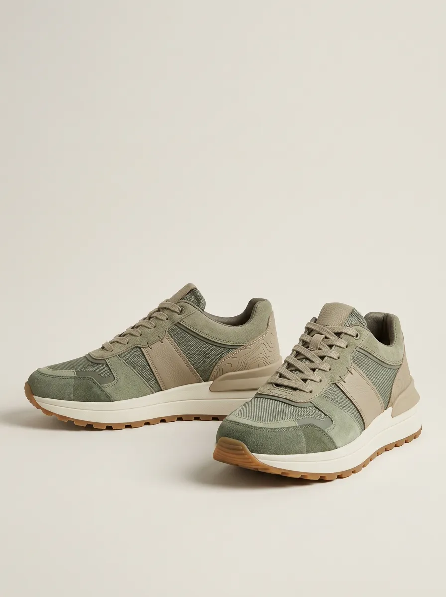 Unisex Modern Casual Outdoor Suede Mesh Print Sneakers