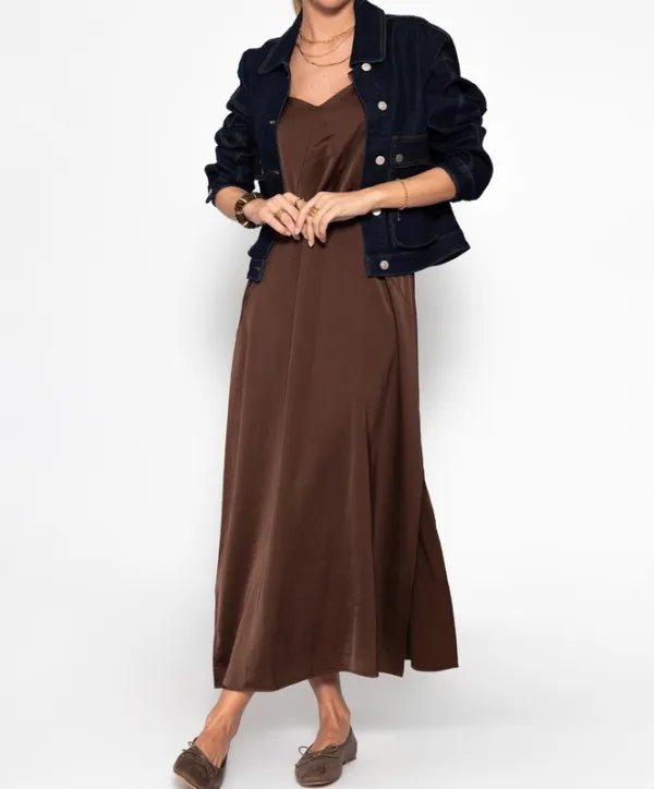 Dark Brown Satin Dress