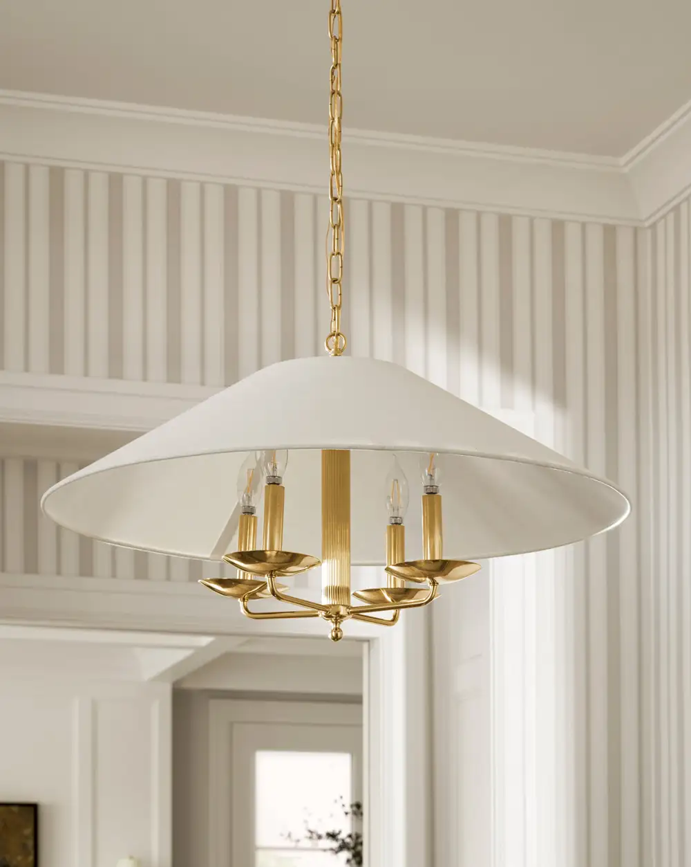 Reeded-Detail Candelabra Chandelier