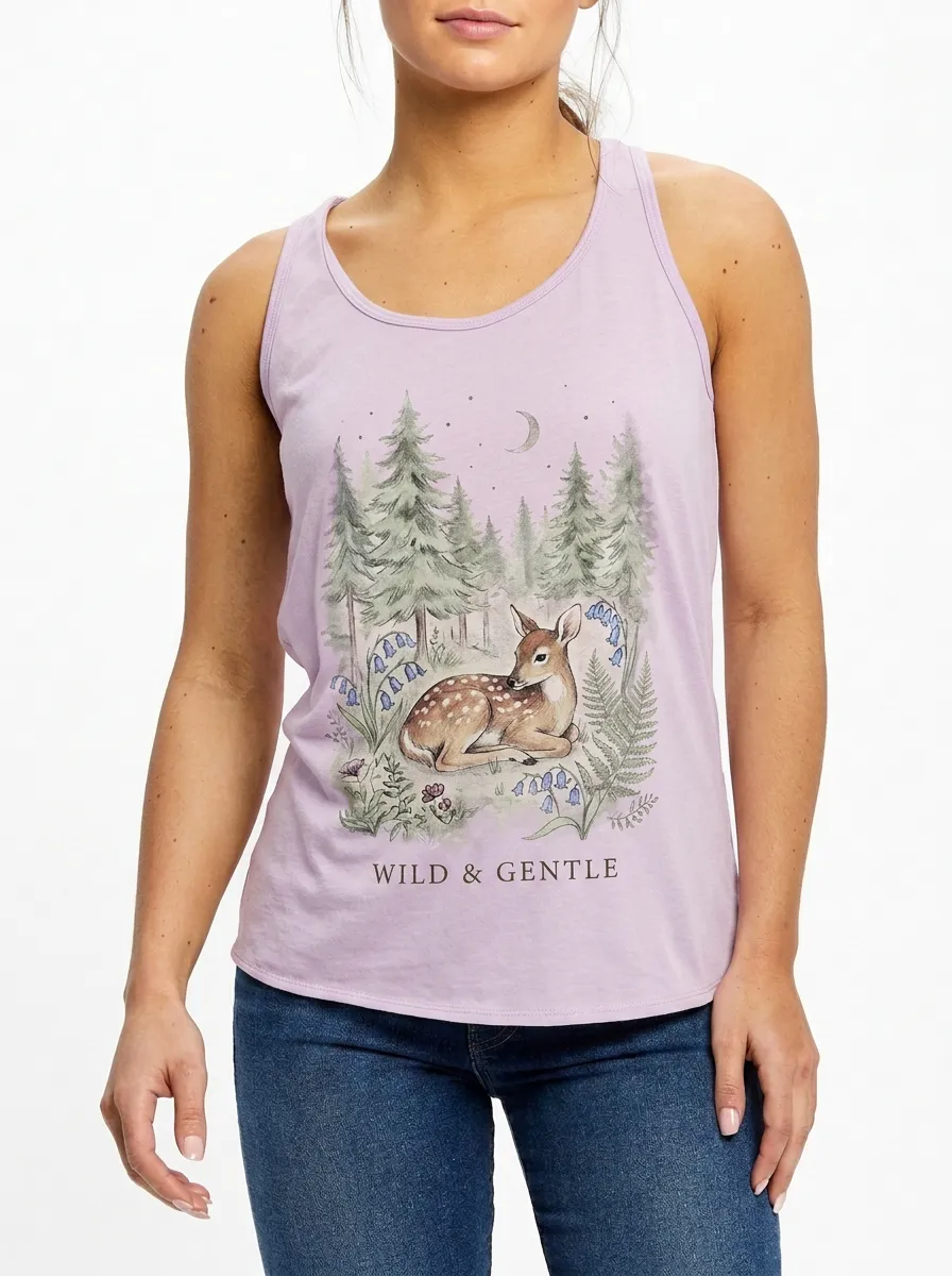 Women's Nature Lover Forest Deer Printed Tank Top