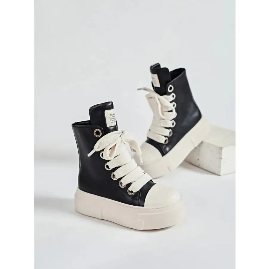 Platform Lace Up Contrast Sneakers