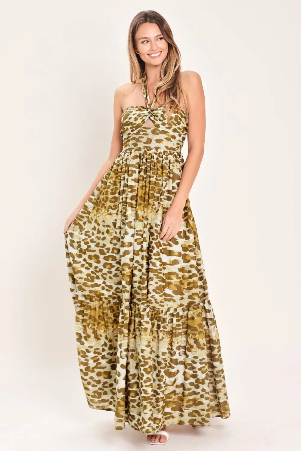 Smocked Halter Cotton Printed Maxi Dress