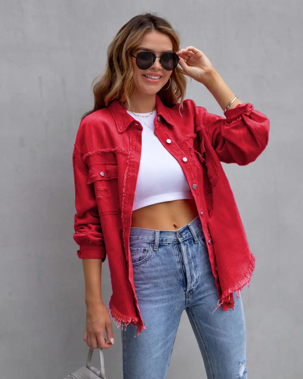 Distressed Shirt Style Jacket