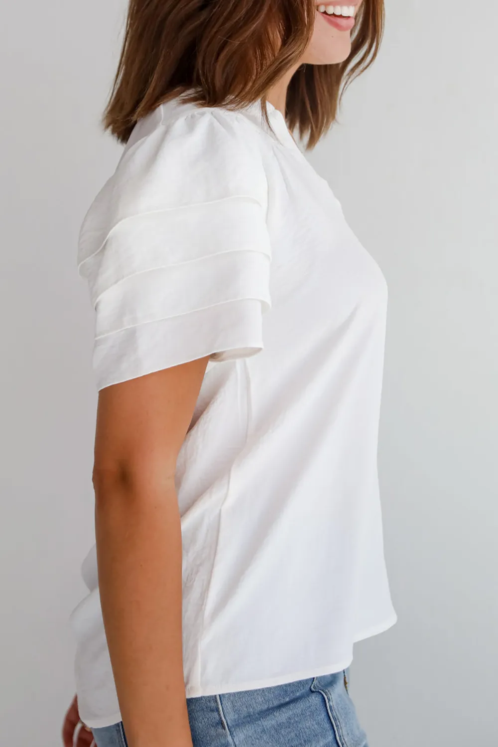 Off White Ruffle Sleeve Blouse