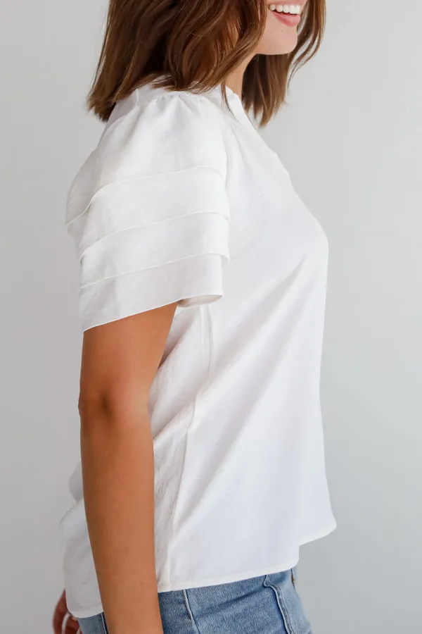 Off White Ruffle Sleeve Blouse