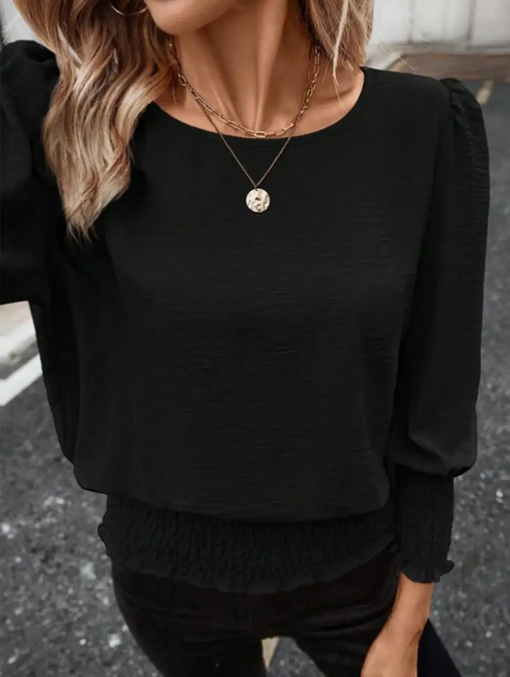 Relaxed Lantern Sleeve Blouse