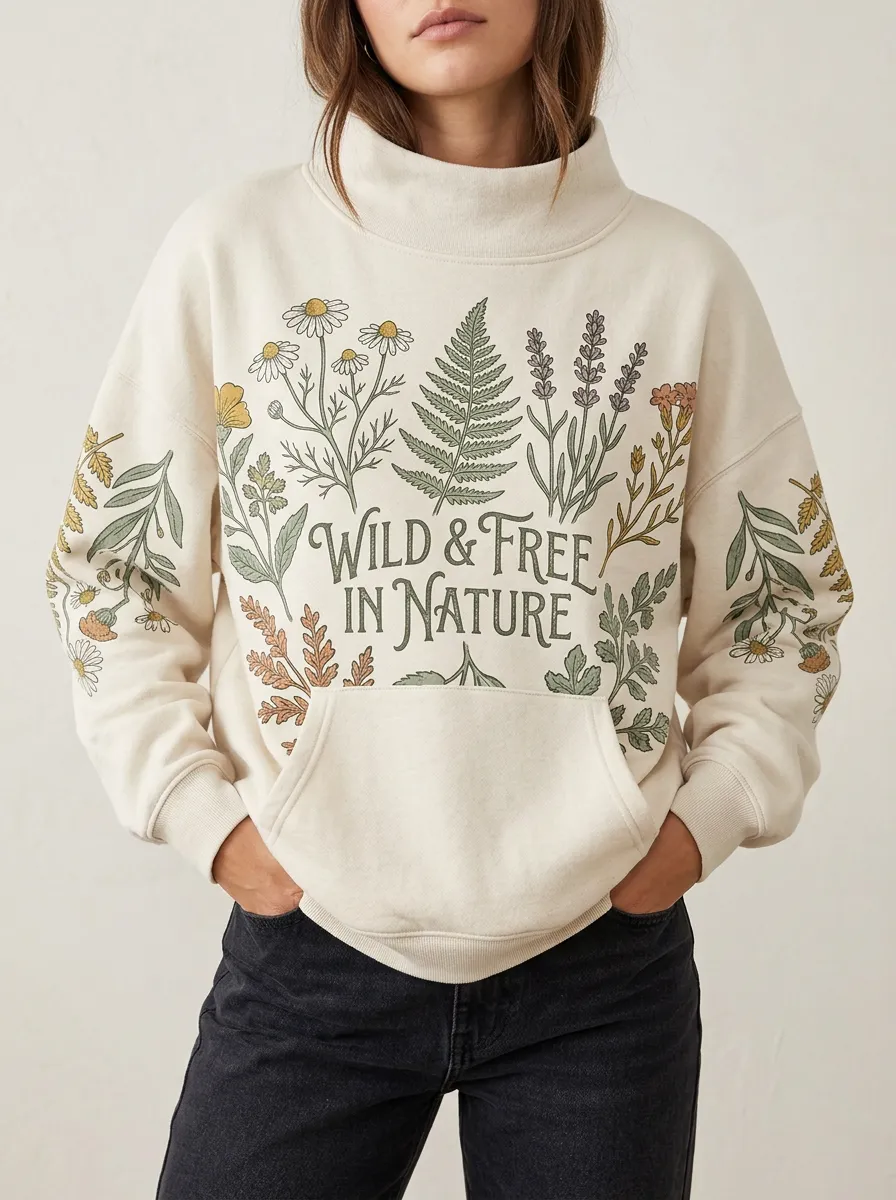 Women's Nature Lover Wild & Free Floral Printed Sweatshirt