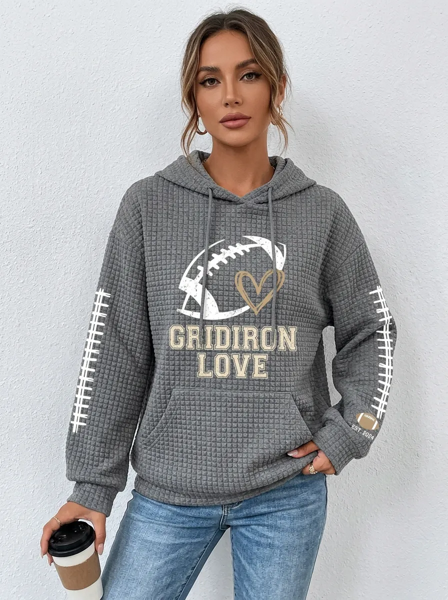 Women's Gridiron Love Heart Waffle Hoodie