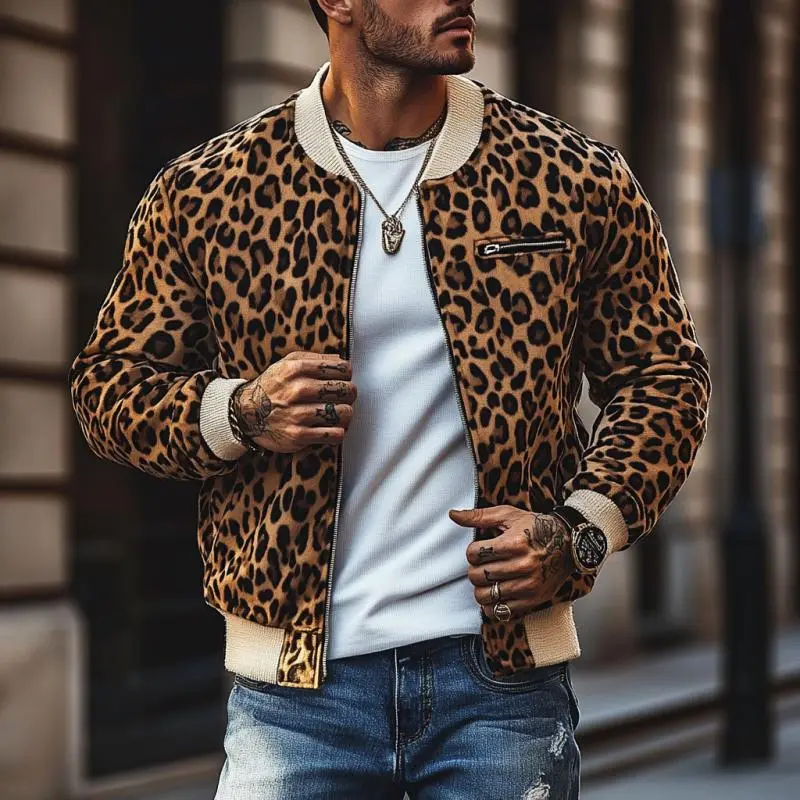 Structured Utility Leopard Print Jacket