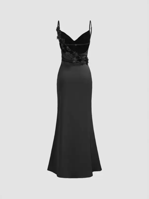 Cowl Neck Satin Maxi Dress
