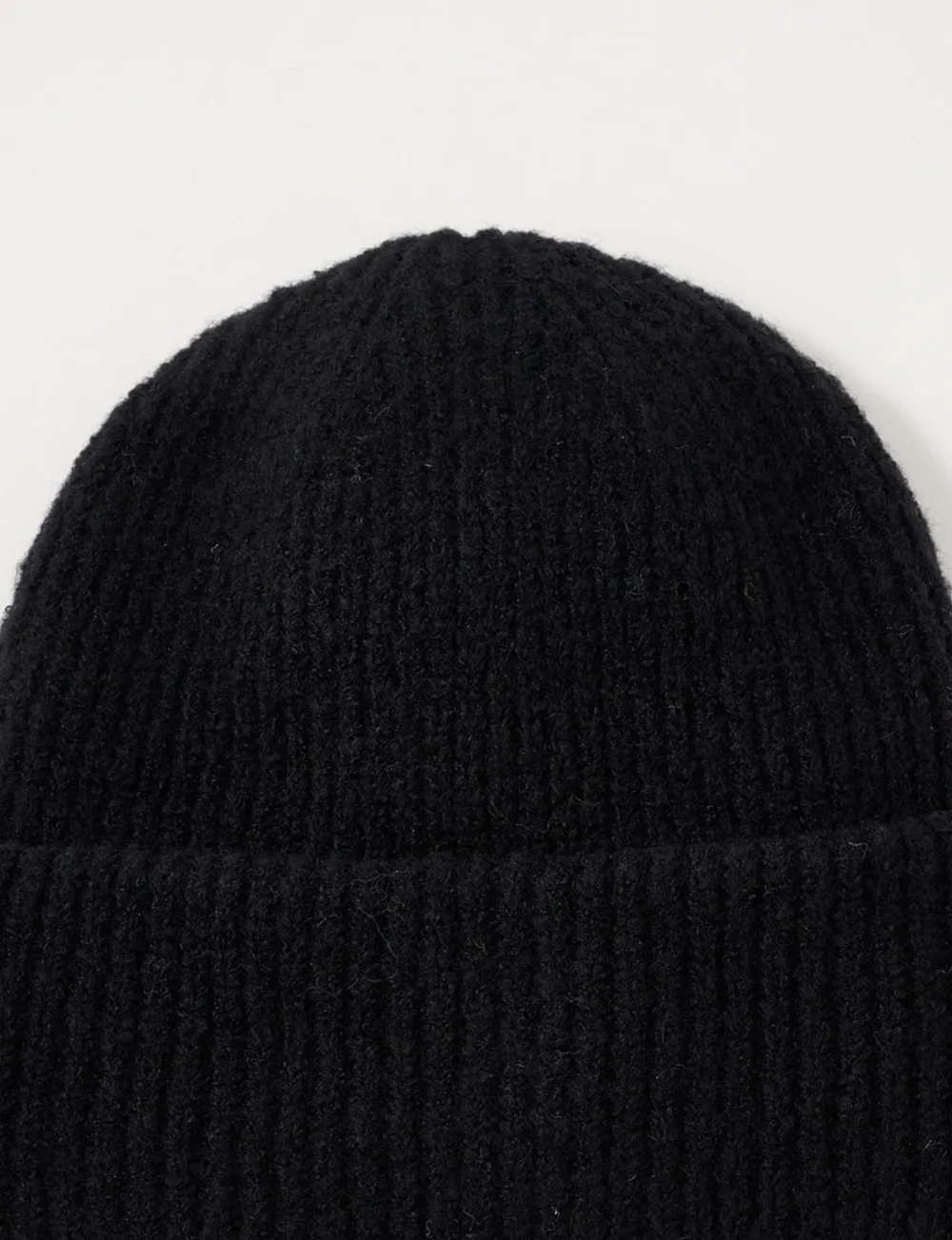 Wide Brim Ribbed Black Hat