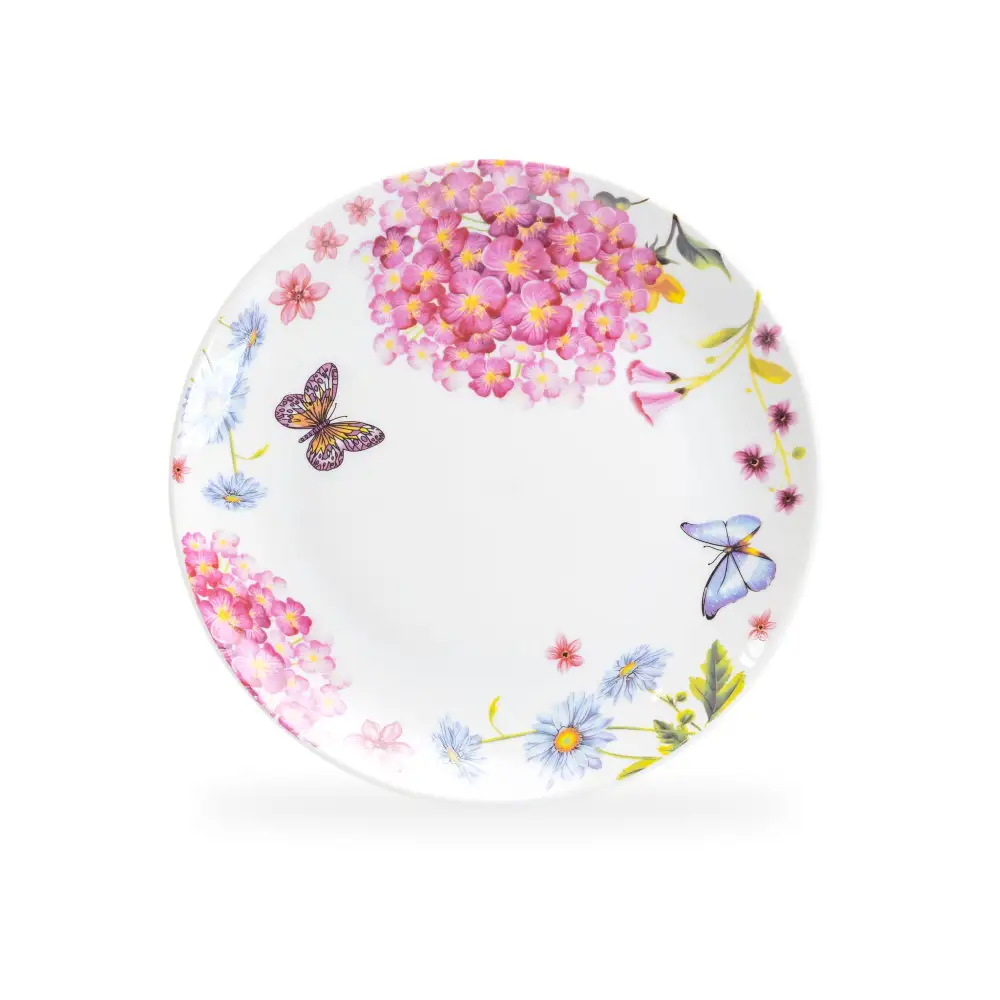Hydrangea Butterflies Porcelain Dessert Plate