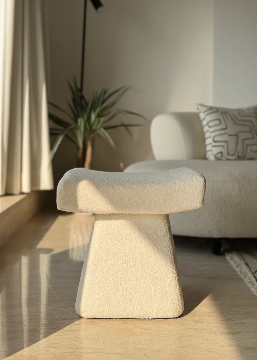 Bouclé Arch Pouffe