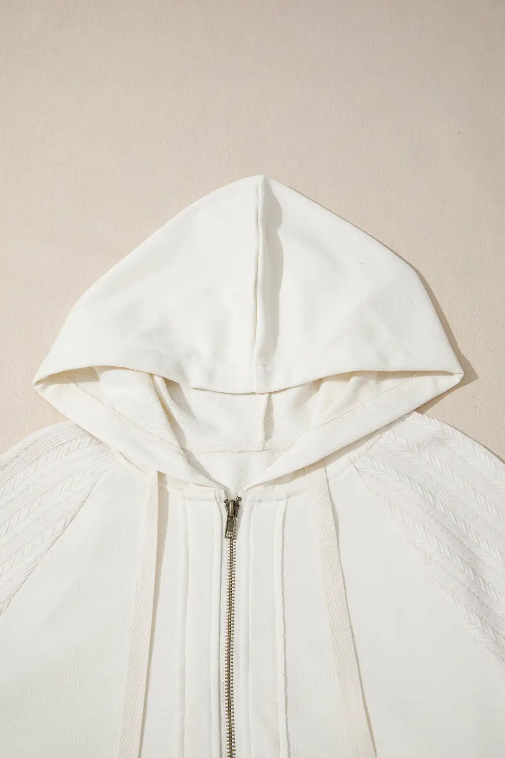 Half-Zip Textured Patchwork Hoodie