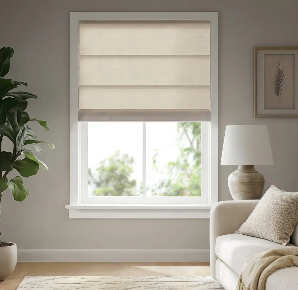 Textured Room Darkening Polyester Cordless Roman Shade