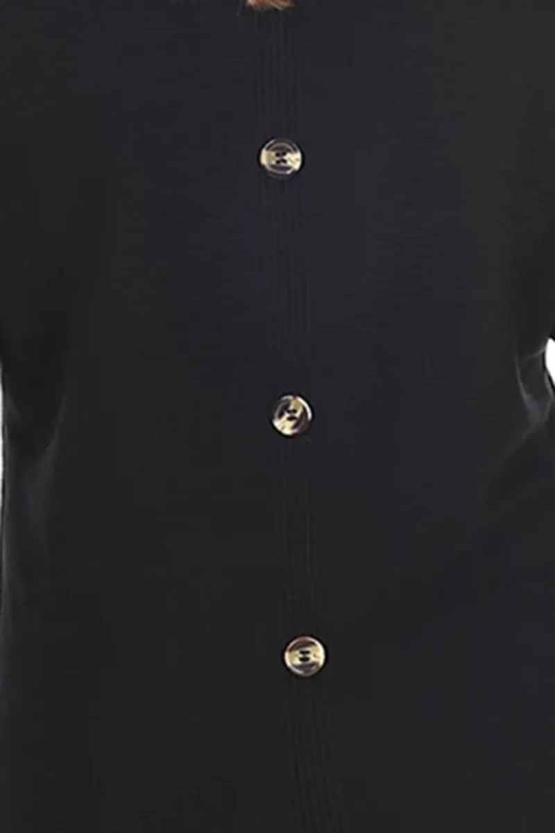 Button-Back Short Sleeve Sweater