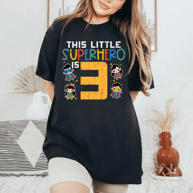 This Little Superhero Is 3 3Rd Birthday Hero Bday Boys Girls Women's Oversized Comfort T-Shirt